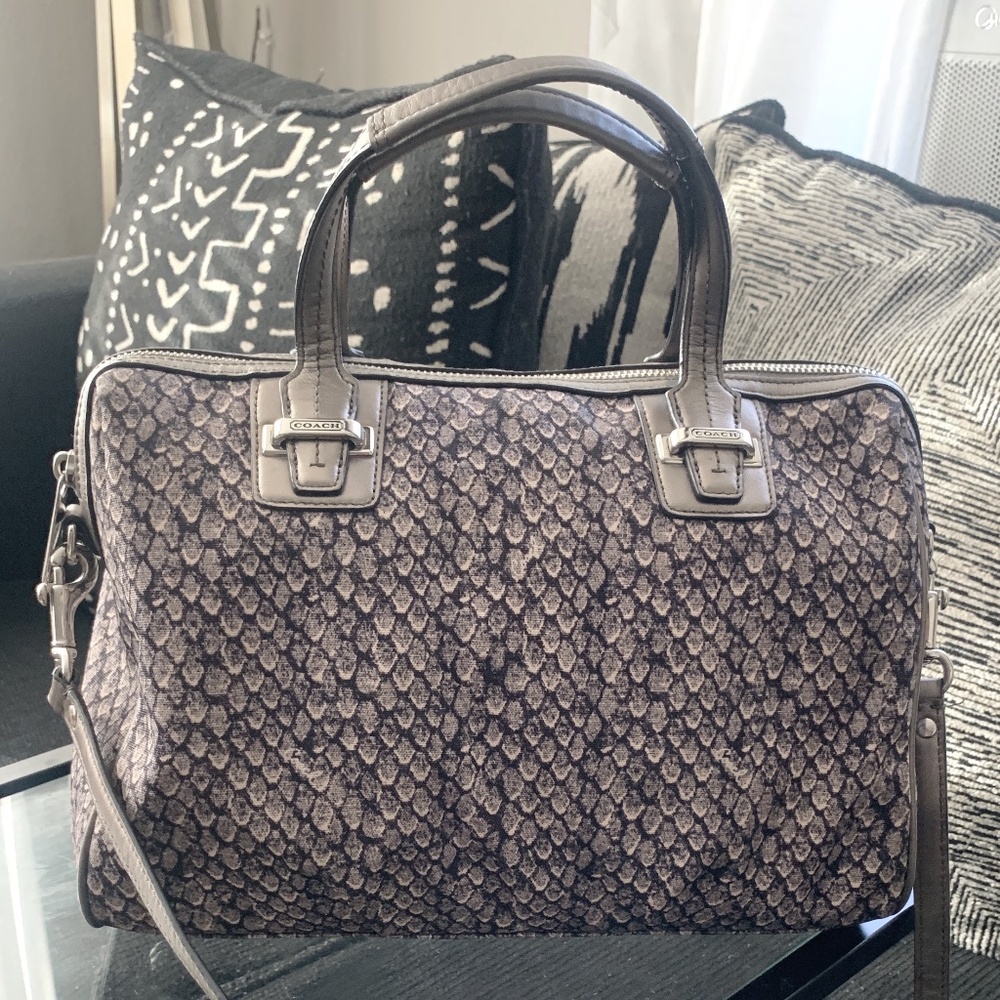 Coach Taylor Snake Python Print Satchel Handbag